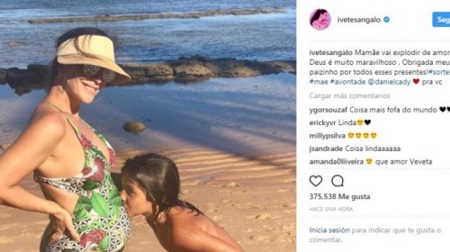 [Ivete Sangalo exibe barrigão ao lado do filho Marcelo em praia]