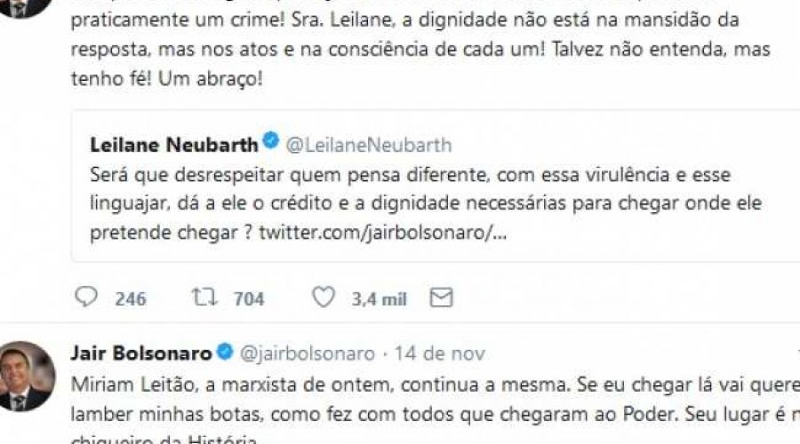 [Bolsonaro chama Miriam Leitão de ‘porca marxista’]