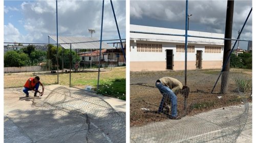 [Quadra de esporte do Centro Social Urbano de Pernambués começa a ser reformada]