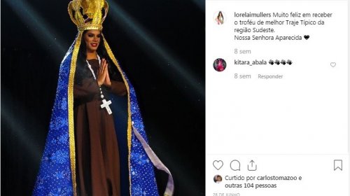 [Miss Gay vence concurso caracterizado como Nossa Senhora]