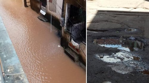 [Rua em Pernambués alaga por falta de limpeza em canal e esgoto entupido]