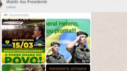 [Conselheiro e aliado de Bolsonaro envia mensagens a favor do AI-5 e de protesto contra Congres...]