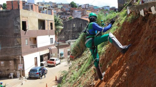 [Nove toneladas de resíduos são retirados por trabalhadores de limpeza urbana em encostas somen...]