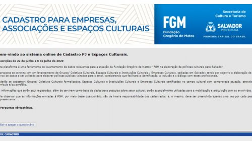 [Prefeitura lança plataforma para cadastro de pessoas jurídicas do campo cultural ]