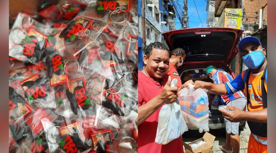 [Movimento Solidário distribui cestas básicas e chaveiros em Pernambués ]