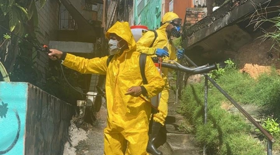 [Ação do Movimento Solidário higieniza as ruas de Pernambués para combater o coronavírus ]
