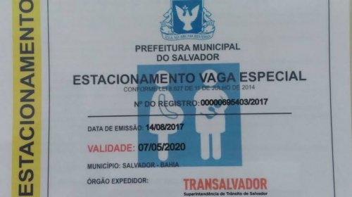 [Credencial especial para estacionamento começa a ser feita online pela Transalvador]