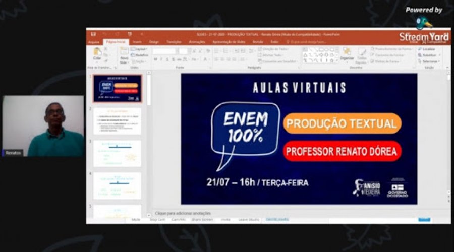 [Aula de Produção Textual, preparatória para o Enem, é realizada nesta terça-feira no Youtube]