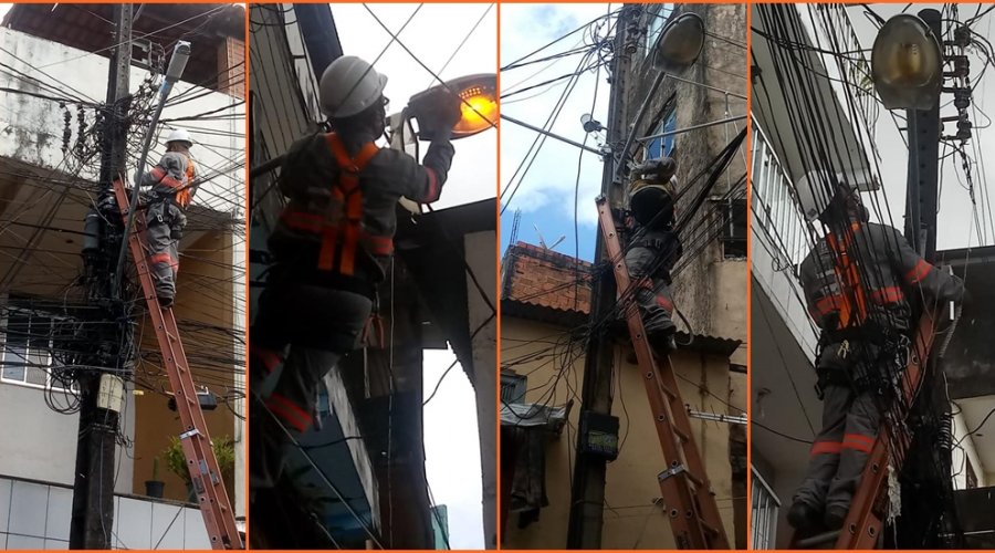 [Moradores da Avenida Hilda e Travessa Claudionilda em Pernambués recebem troca de lâmpadas de iluminação pública]