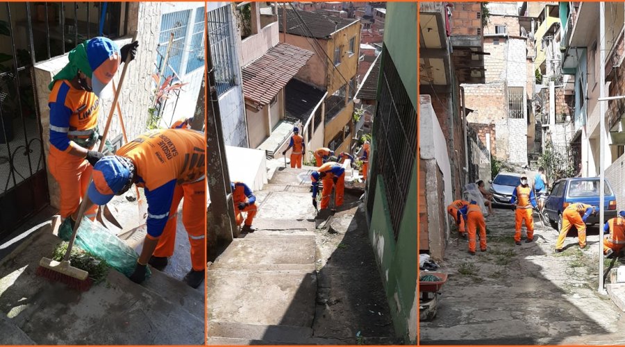 [Trabalhadores de Limpeza Urbana realizam uma mega limpeza em travessas localizada, em Pernambués]