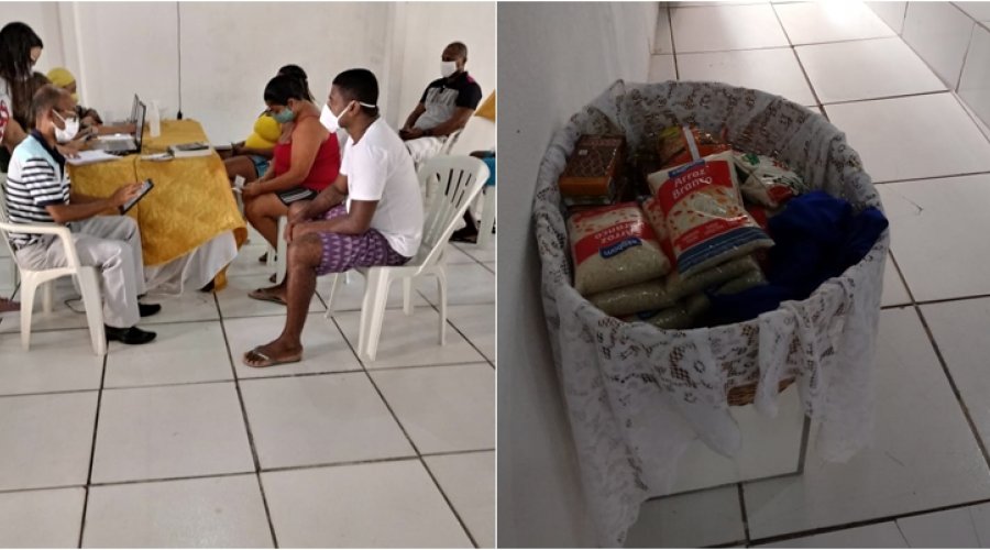 [Com o apoio de parceiros, Movimento Solidário realiza recadastramento do cartão SUS, entrega de máscaras e cestas básicas no bairro da Paz]