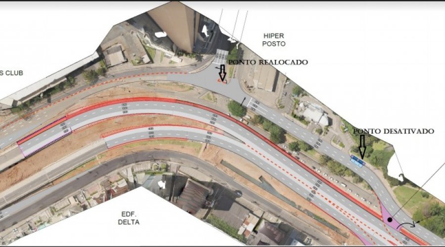 [Ponto de ônibus localizado em frente ao Mc na ACM é relocado para obra do BRT]