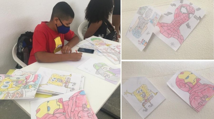 [Garoto de 13 anos expõe seus desenhos durante a primeira Feira Cultural de Nova Constituinte]