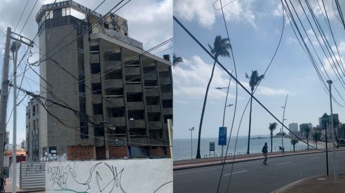 [Fios de energia soltos na orla da Barra colocam pedestres em risco]